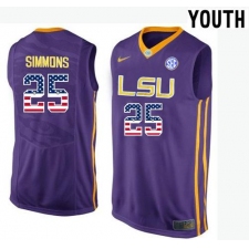 LSU Tigers #25 Ben Simmons Purple Youth College Basketball Jersey