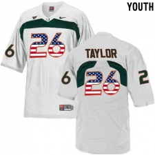 Miami Hurricanes #26 Sean Taylor White USA Flag Youth College Football Jersey