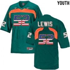 Miami Hurricanes #52 Ray Lewis Green USA Flag Youth College Football Jersey
