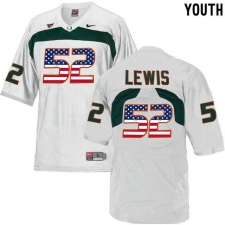 Miami Hurricanes #52 Ray Lewis White USA Flag Youth College Football Jersey
