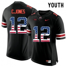 Ohio State Buckeyes #12 C.Jones Blackout USA Flag Youth College Football Limited Jersey