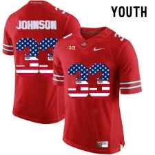Ohio State Buckeyes #33 Pete Johnson Red USA Flag Youth College Football Limited Jersey