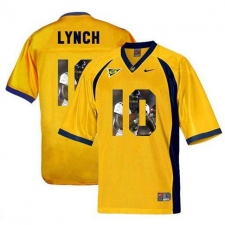 California Golden Bears #10 Marshawn Lynch Gold With Portrait Print College Football Jersey2