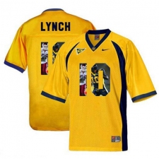 California Golden Bears #10 Marshawn Lynch Gold With Portrait Print College Football Jersey4