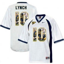 California Golden Bears #10 Marshawn Lynch White With Portrait Print College Football Jersey6