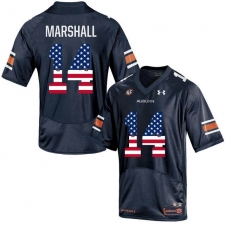 Auburn Tigers #14 Nick Marshall Navy USA Flag College Football Jersey