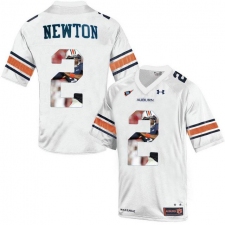 Auburn Tigers #2 Cam Newton White With Portrait Print College Football Jersey