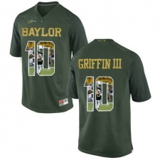 Baylor Bears #10 Robert Griffin III Green With Portrait Print College Football Jersey3