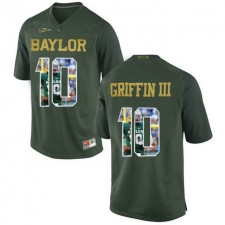 Baylor Bears #10 Robert Griffin III Green With Portrait Print College Football Jersey4