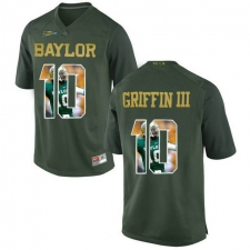 Baylor Bears #10 Robert Griffin III Green With Portrait Print College Football Jersey