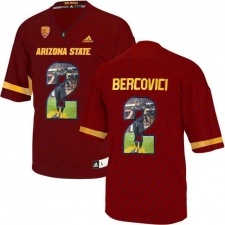 Arizona State Sun Devils #2 Mike Bercovici Red Team Logo Print College Football Jersey2