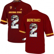 Arizona State Sun Devils #2 Mike Bercovici Red Team Logo Print College Football Jersey5