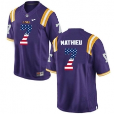 LSU Tigers #7 Tryann Mathieu Purple USA Flag College Football Limited Jersey