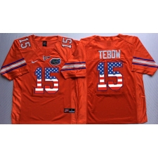 Florida Gators #15 Tim Tebow Orange USA Flag College Jersey