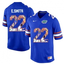 Florida Gators #22 E.Smith Blue With Portrait Print College Football Jersey