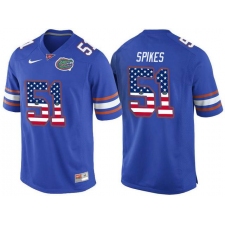 Florida Gators #51 Brandon Spikes Blue USA Flag College Football Jersey