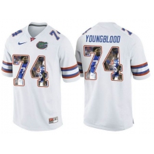 Florida Gators #74 Jack Youngblood White With Portrait Print College Football Jersey