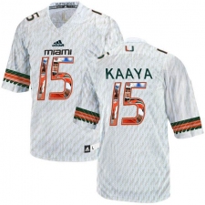 Miami Hurricanes #15 Brad Kaaya White With Portrait Print College Football Jersey2