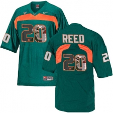 Miami Hurricanes #20 Ed Reed Green With Portrait Print College Football Jersey