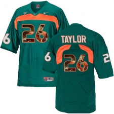 Miami Hurricanes #26 Sean Taylor Green With Portrait Print College Football Jersey2