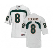 Miami Hurricanes 8 Braxton Berrios White College Football Jersey