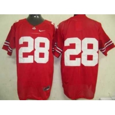 Buckeyes #28 Red Embroidered NCAA Jersey