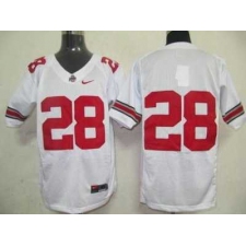 Buckeyes #28 White Embroidered NCAA Jersey