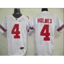 Buckeyes #4 Santonio Holmes White Embroidered NCAA Jersey