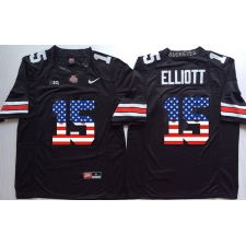 Ohio State Buckeyes #15 Ezekiel Elliott Black USA Flag College Football Jersey