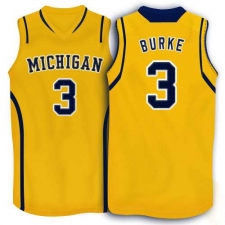 Adidas Michigan Wolverines Trey Burke 3 Big 10 Patch Basketball Authentic Jerseys - Yellow