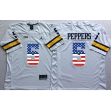 Michigan Wolverines #5 Jabrill Peppers White USA Flag College Jersey