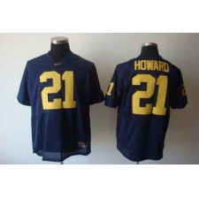 Wolverines #21 Desmond Howard Blue Embroidered NCAA Jerseys