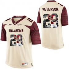 Oklahoma Sooners #28 Adrian Peterson Cream With Portrait Print College Football Jersey