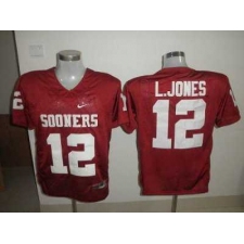 Sooners #12 Landy Jones Red Embroidered NCAA Jersey