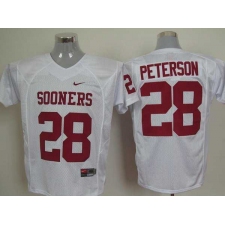 Sooners #28 Adrian Peterson White Embroidered NCAA Jerseys