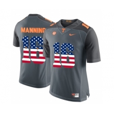Tennessee Volunteers 16 Peyton Manning Gray USA Flag College Football Jersey