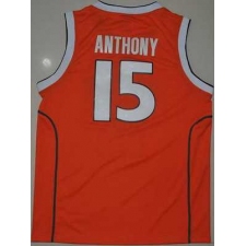 Orange #15 Carmelo Anthnoy Orange Basketball Embroidered NCAA Jersey