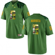 Oregon Ducks #8 Marcus Mariota Apple Green With Portrait Print College Football Jersey3
