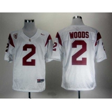 Trojans #2 Robert Woods White Embroidered NCAA Jerseys