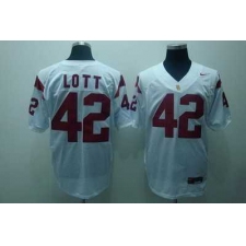 Trojans #42 Ronnie Lott White Embroidered NCAA Jersey