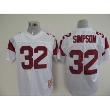 USC Trojans 32 O.J. Simpson White Embroidered NCAA Jersey