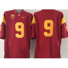 USC Trojans #9 Red PAC-12 C Patch Stitched NCAA Jersey