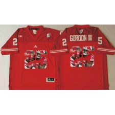 Wisconsin Badgers #25 Melvin Gordon III Red Player Fashion Stitched NCAA Jersey