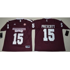 Georgia Bulldogs #15 Dak Prescott Maroon SEC Patch Stitched NCAA Jersey