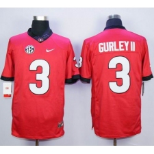 Georgia Bulldogs #3 Todd Gurley Red SEC Patch Stitched NCAA Jersey
