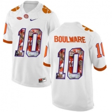 Clemson Tigers #10 Ben Boulware White With Portrait Print College Football Jersey5