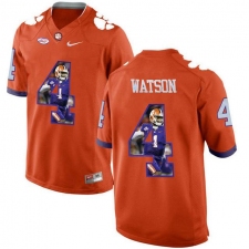 Clemson Tigers #4 DeShaun Watson Orange With Portrait Print College Football Jersey6