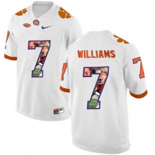 Clemson Tigers #7 Mike Williams White With Portrait Print College Football Jersey2
