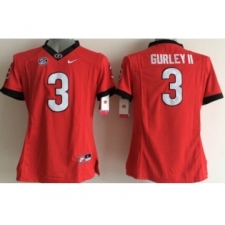 Georgia Bulldogs 3 Gurley II Red College Women Jerseys