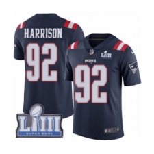 Men's Nike New England Patriots #92 James Harrison Limited Navy Blue Rush Vapor Untouchable Super Bowl LIII Bound NFL Jersey